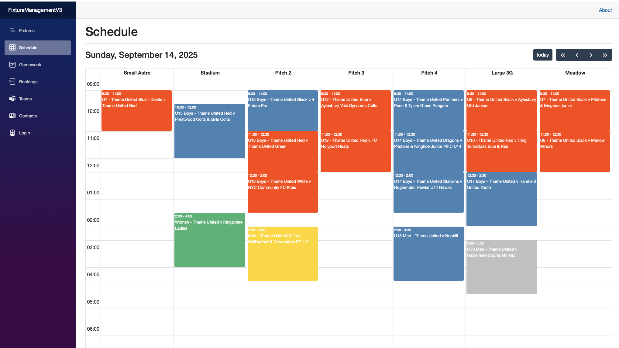 Pitch Map Schedule